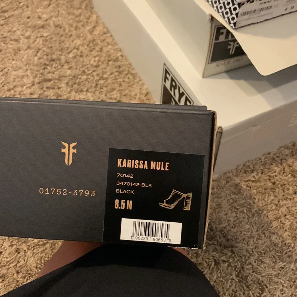 Frye Karissa mule black suede stacked heel size 8.5 - Picture 5 of 6